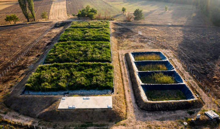 Constructed wetland for wastewater treatment with sludge drying reed bed, Northern Macedonia