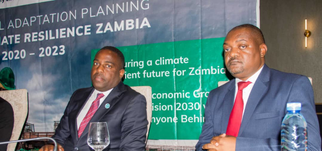 GWPSA Executive Secretary Mr. Alex Simalabwi (left) with the NAP Zambia Project Manager Mr. Joseph Mbinji during the Launch