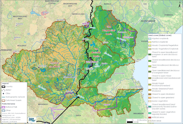 Mapa de ocupação do solo das bacias do Buzi, Pungwe e Save