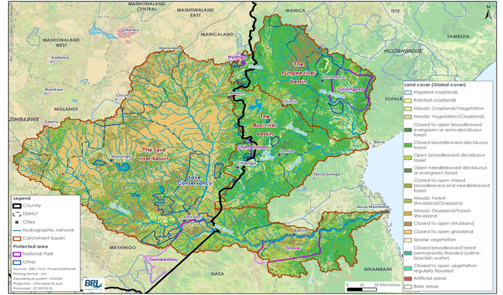 Mapa de ocupação do solo das bacias do Pungwe, Buzi e Save 